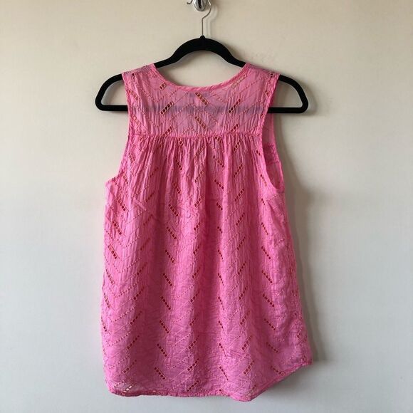 ANTHROPOLOGIE Leifnotes Andie Eyelet Pink Top - Picture 5 of 10